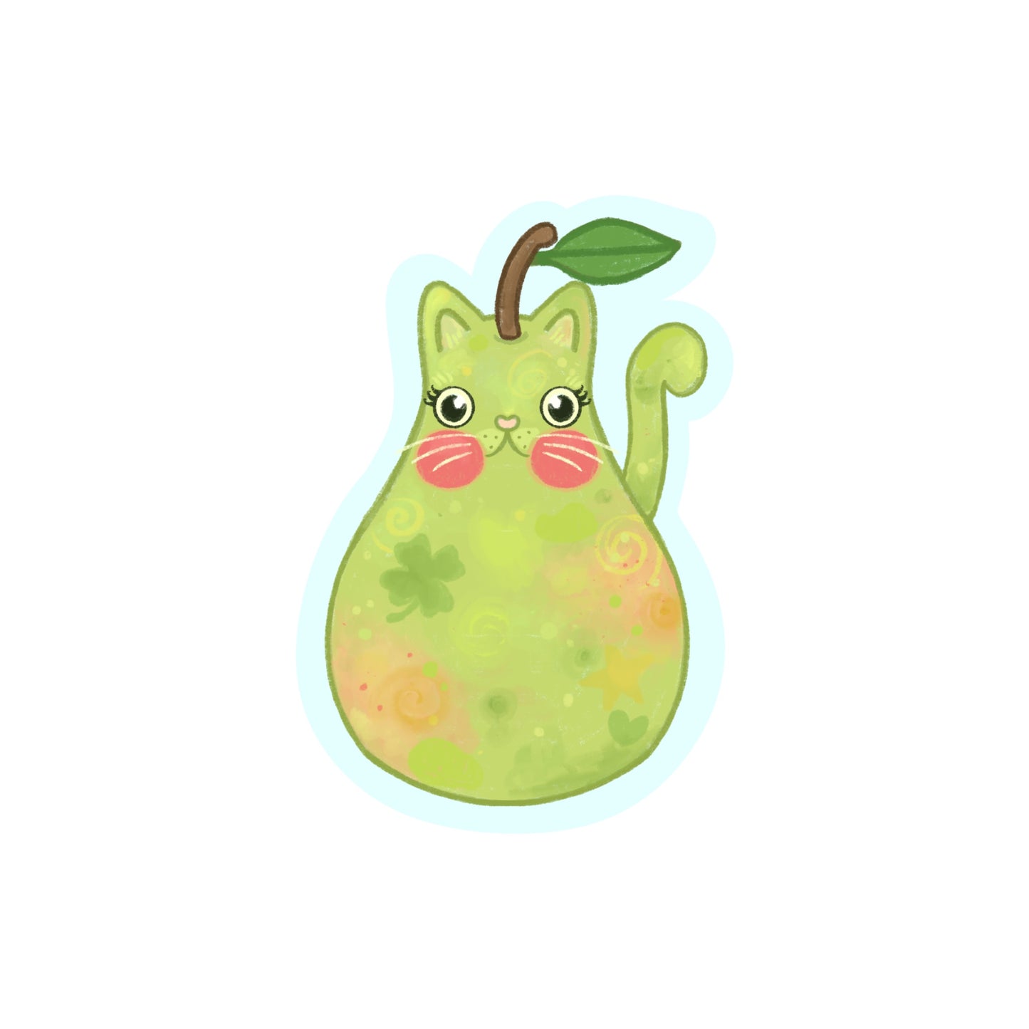Lucky Pear Cat Sticker