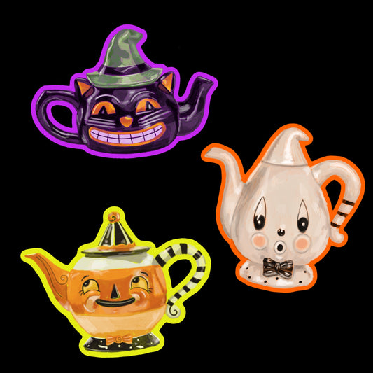 Retro Halloween Teapot Sticker Bundle
