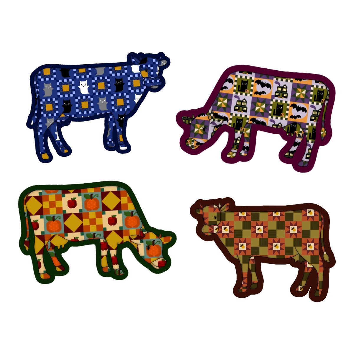 Quilted October Cow Sticker Bundle